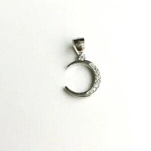 NWT Sterling Silver CZ crescent moon charm pendant